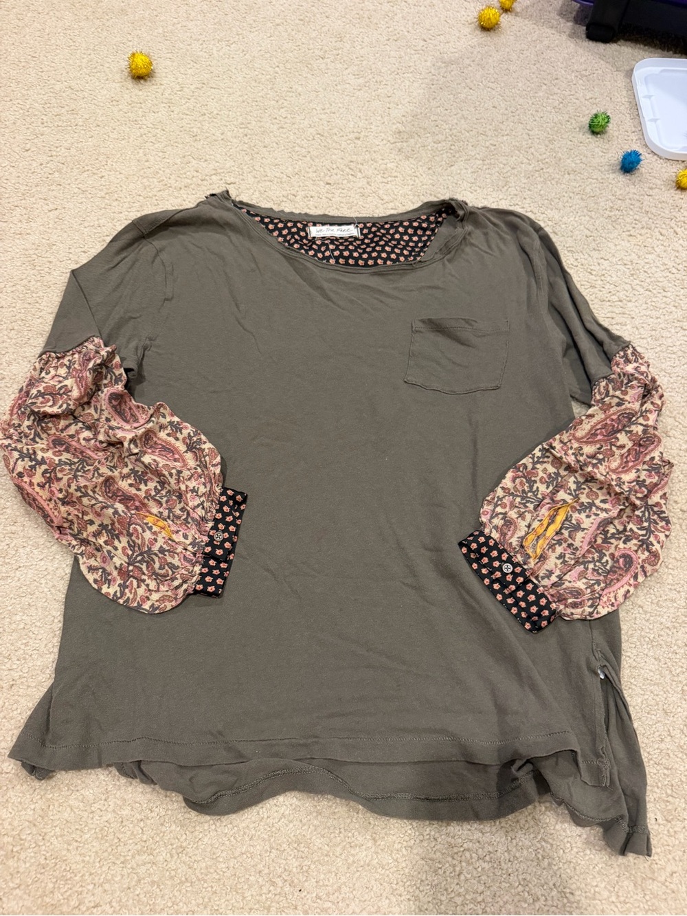 We The Free Olive Tee with Floral Lining